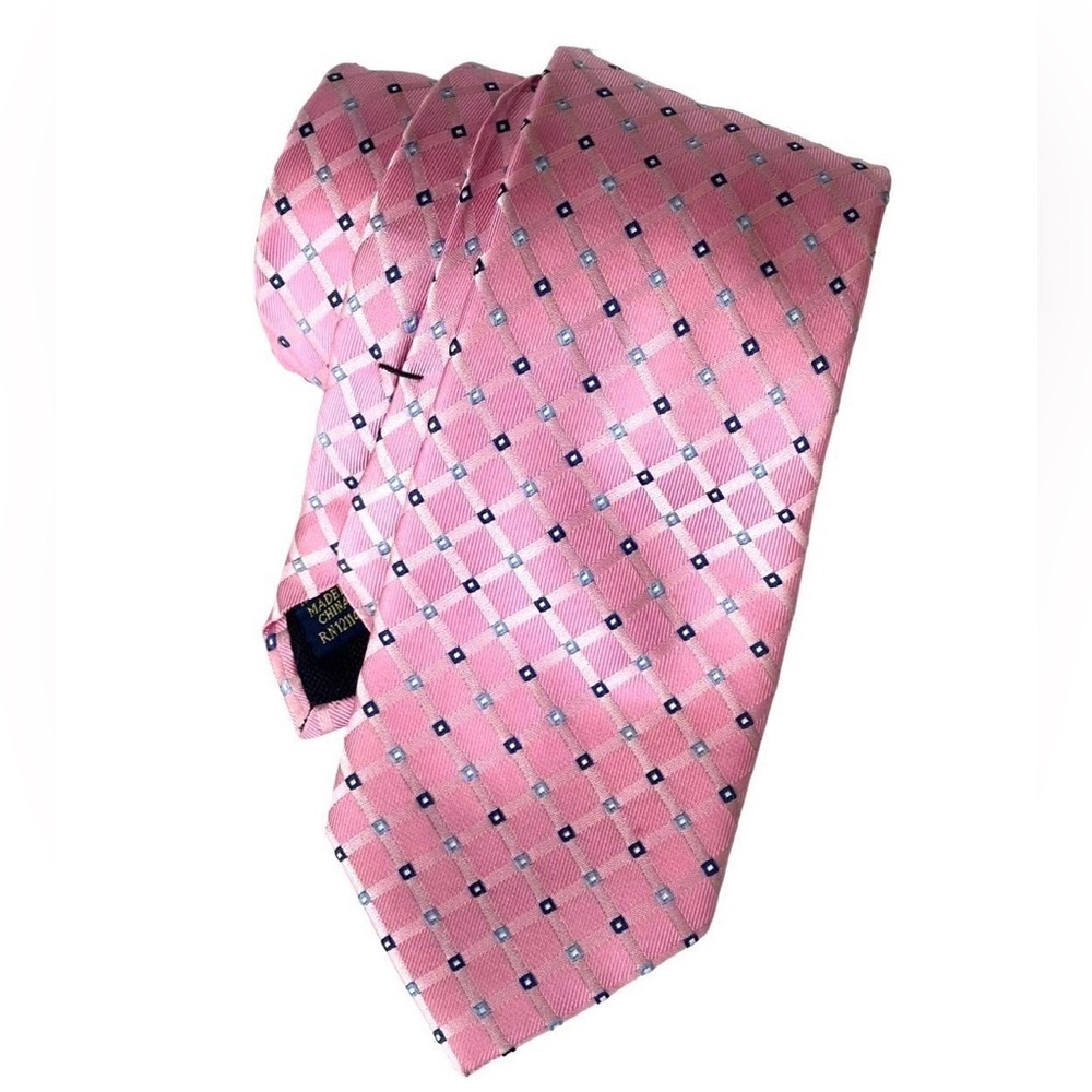 NWT Club Room Estate Neckwear 100% Silk Men's Austine Plaid Tie in pink
